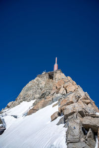 View from the top of the aguilles du midi and mont blanc near chamonix in french alps