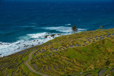 High angle view of beach