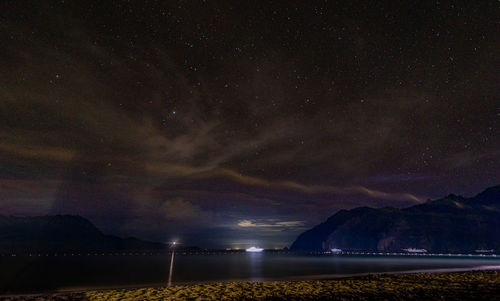 Scenic view of star field against sky at night