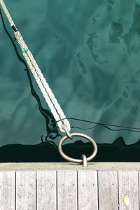 Close-up of rope tied on boat