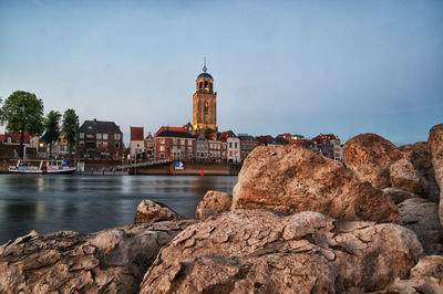 View of lighthouse in city