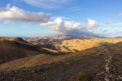 Landscape between pajara and la pared on canary island fuerteventura, spain