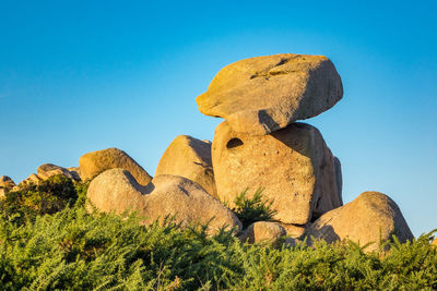 View of rock formation against blue sky