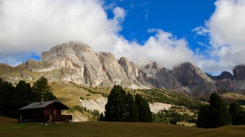 Panoramic view of landscape and mountains against sky