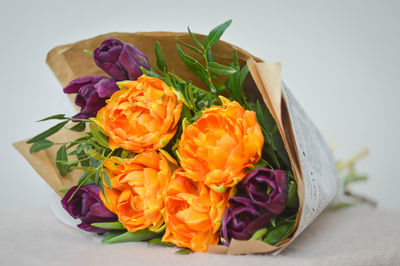 Close-up of multi colored rose bouquet