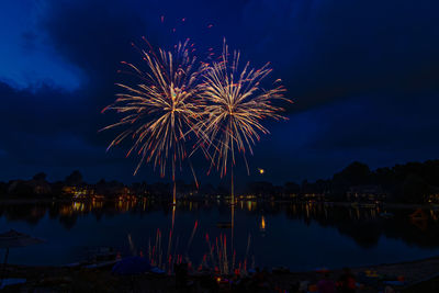 Celebration of independence day - fireworks over the lake