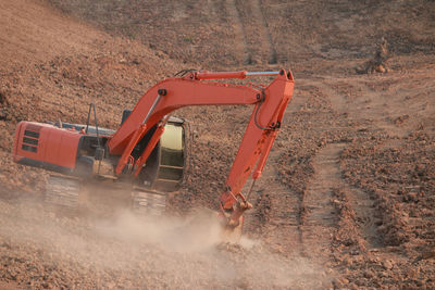 Construction site on field