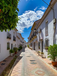 Benalmadena old town street, spanish traditional balconies with flowers