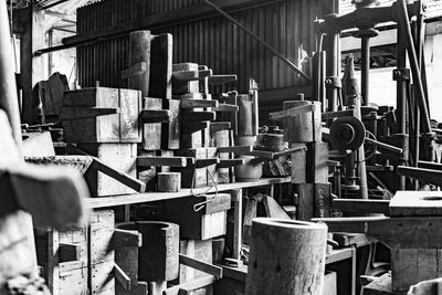 Stack of old machine in factory