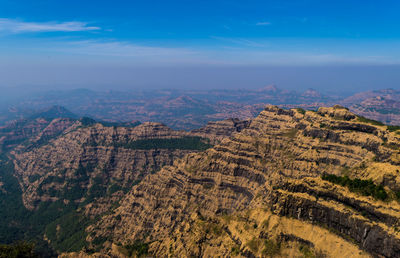 High angle view of landscape against cloudy sky