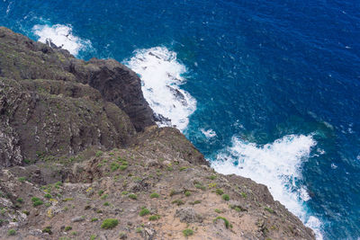 High angle view of rocks on beach