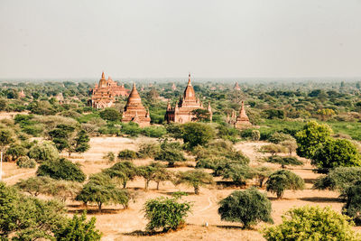 Panoramic view of temple on building against sky