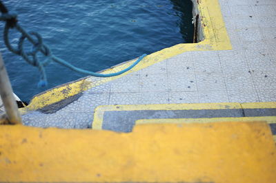 Close-up high angle view of yellow water