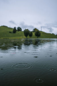 Scenic view of lake against sky