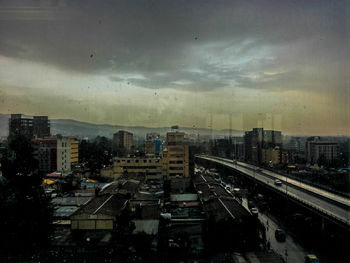 View of cityscape at sunset