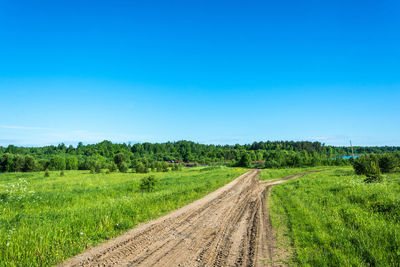 Scenic view of landscape against clear blue sky