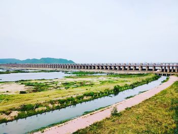 Scenic view of river against clear sky