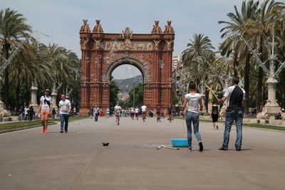Tourists walking in park