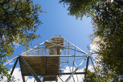 Low angle view of water tower against clear sky