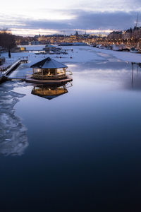 Scenic view of sea against sky during winter