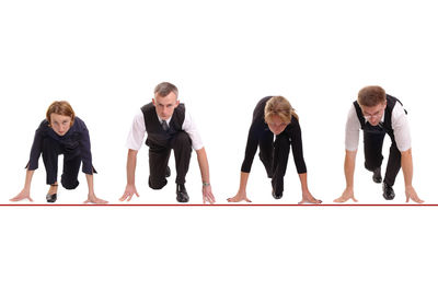 Group of people against white background