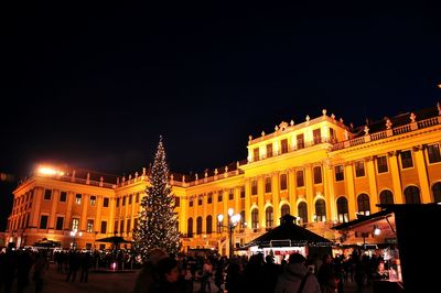 People in city at night