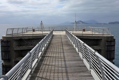 Low angle view of bridge over sea against sky