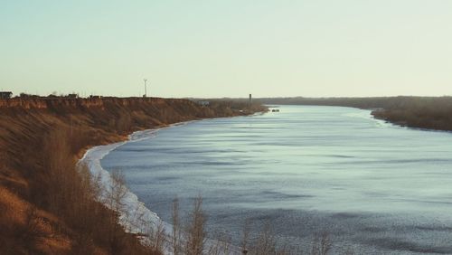 Scenic view of sea against clear sky