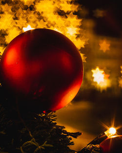 Close-up of christmas tree against sky during sunset