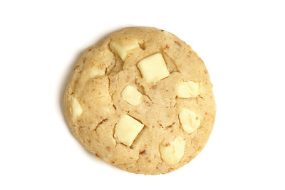 High angle view of bread on white background