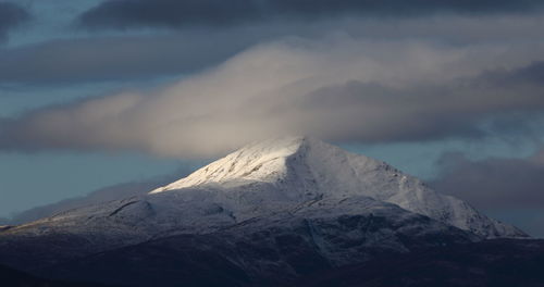 Scenic view of snowcapped mountain against sky