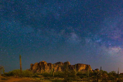 Rock formations at night