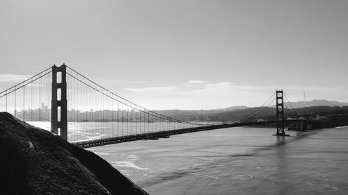 View of suspension bridge against sky