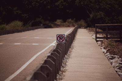 View of no parking sign on road