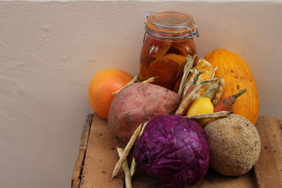 Close-up of pumpkin on table