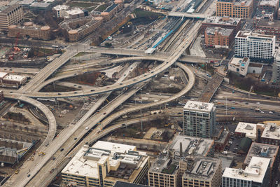 High angle view of city street