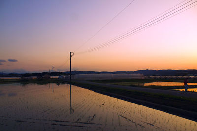 Scenic view of field against sky during sunset