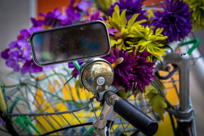 Close-up of bicycle mirror