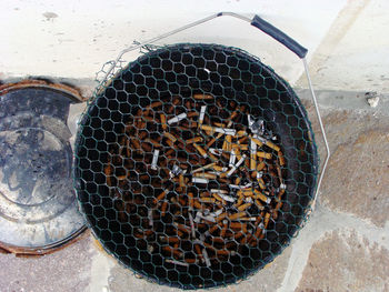 High angle view of metal grate