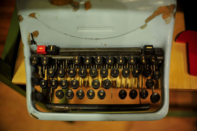 Close-up of broken typewriter