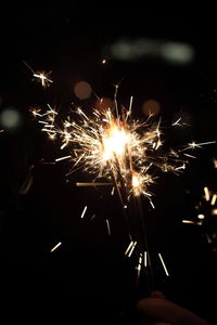 Firework display at night