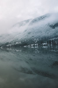 Scenic view of land against sky during winter