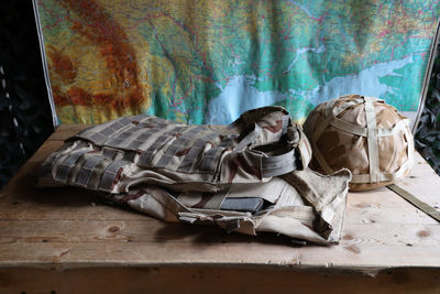 High angle view of shoes on bed