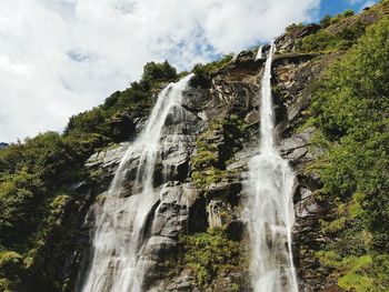 Low angle view of waterfall