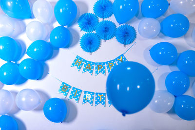 High angle view of multi colored balloons