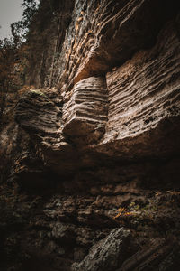 Low angle view of rock formation on land