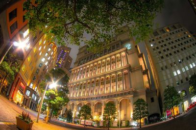 Illuminated street light at night