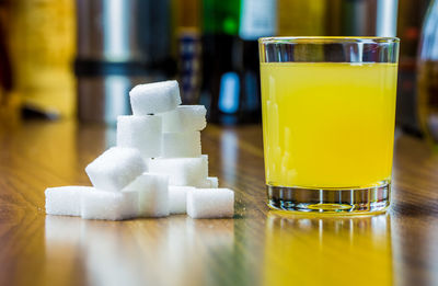 Close-up of drink in glass on table