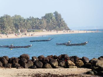 Scenic view of sea against clear sky