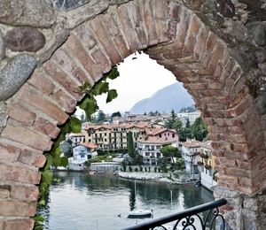 Arch bridge over river